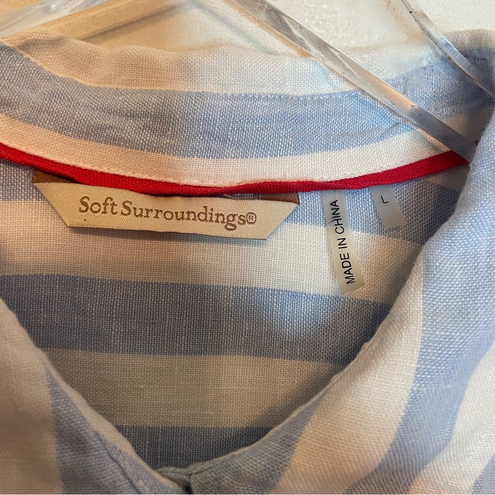 Soft Surroundings Button Down Paradise Parrot Linen Blouse - Picture 5 of 5